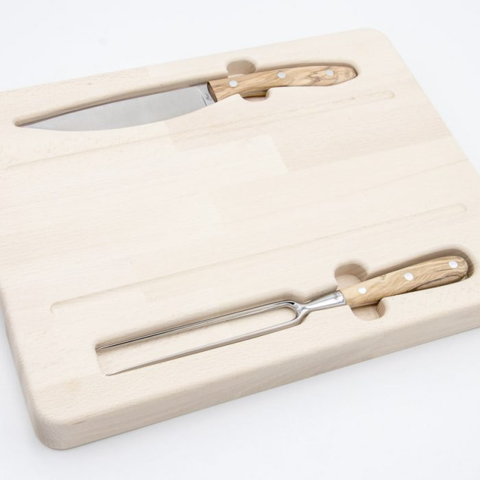 Tagliere in legno e coltello – Ulivo